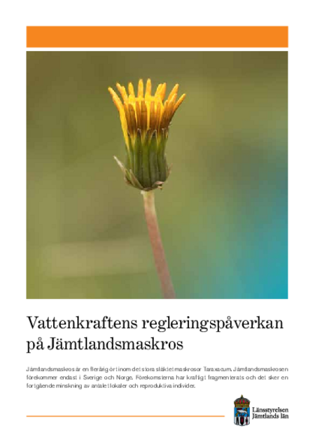 Vattenkraftens Regleringsp verkan P J mtlandsmaskros L nsstyrelsen 